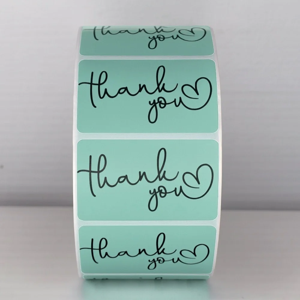 Thank You Stickers Mint Green Heart | Cute Small Business Packaging Labels